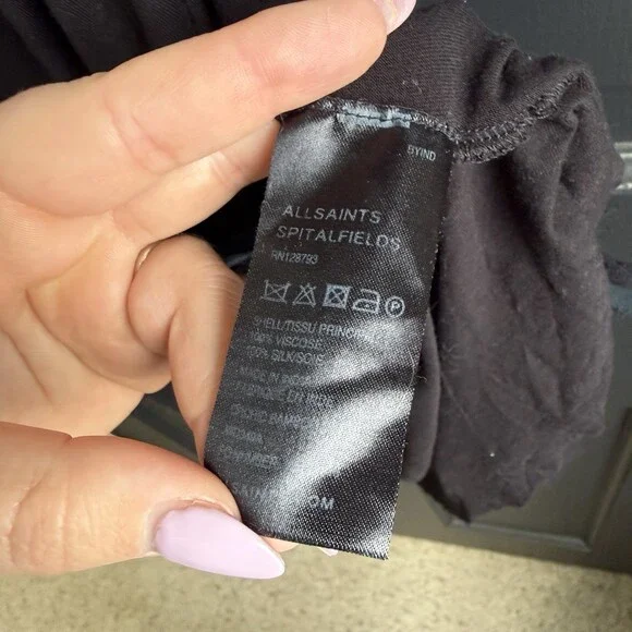 AllSaints - Black Ruffle Shift Dress- Size US 6 UK 10 - Picture 8 of 10